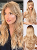 Lange Perücke für Damen Hellgold hitzebeständige Faser lange synthetische Perücken