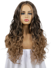 Lange Perücke für Frau Kaffee Brown Center Parting Hitzebeständige Faser Chic Tousled Lange synthetische Perücken