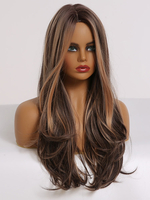 Lange Perücke für Frau Kaffeebraun hitzebeständige Faser Chic zerzauste lange synthetische Perücken