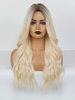 Lange Perücke für Frau Light Gold Center Parting Hitzebeständige Faser Bohemian Tousled Long Synthetic Perücken