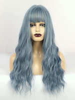 Lange Perücke für Frau Pastellblau Curly Rayon Casual Tousled Long Synthetic Perücken