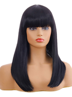 Lange Perücke für Frau Schwarz Gerade Hitzebeständige Faser Chic Tousled Lange synthetische Perücken