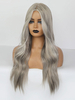 Lange Perücke für Frau Silver Center Parting Hitzebeständige Faser Bohemian Tousled Long Synthetic Perücken
