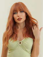 Lange Perücke für Frauen orange lockige hitzebeständige Faser schicke geschichtete lange synthetische Perücken