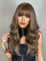 Lange Perücke für Frauen tiefbraunes lockiges elegantes hervorhebendes Haar lange synthetische Perücken