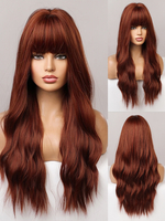 Lange Perücke für Frauen aus Mahagoni hitzebeständige Faser lange synthetische Perücken