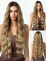 Lange Perücke für Frauen bernsteinfarben mit Mittelscheitel hitzebeständige Faser lange synthetische Perücken