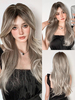 Lange Perücke für Frauen hellgrau glatt hitzebeständige Faser elegant zerzaust lange synthetische Perücken