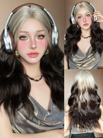 Lange Perücke für Frauen Taupe lockig hitzebeständige Faser elegantes Highlighting-Haar lange synthetische Perücken