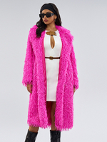 Langer Mantel aus Kunstpelz in Rosa übergroße umweltfreundliche Winterjacke für Damen 2025