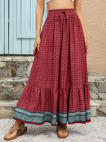Langer Rock mit Boho-Print lockerer Passform und hoher Taille für Damen 2025