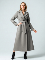 Langer Wollmantel mit Gürtel und Revers für Damen 2025