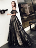 Langes Abschlussballkleid Schnüren Sie sich von den Schultern ab. Stars Moon Tulle Maxi Formelles Partykleid