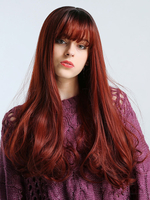 Langes Haar Perücken Curly Hitzebeständige Faser synthetische Perücken mit Pony