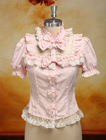 Langärmeliges Lolita Hemd in Rosa