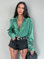 Langärmlige Bluse mit Knöpfen leger für Frühling und Herbst einfarbig