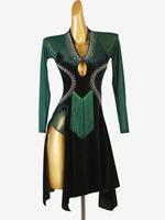 Latein-Tanz-Kleider dunkelgrün elegantes Lycra-Spandex-Kleid für Damen Tanzkleidung