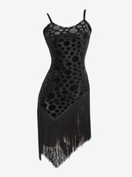 Latein-Tanz-Kostüm schwarzes Damen-Polyester-Kleid sexy lateinamerikanische Tänzerin Tanzkleidung