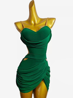 Latein-Tanz-Kostüm grün sexy Lycra-Spandex-Kleid für Damen Tanzkostüm