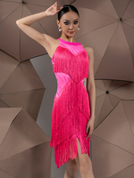 Latein-Tanz-Kostüm rotes Damenkleid sexy Polyester-Kleid Tanzbekleidung