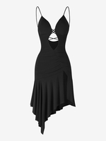 Latein-Tanz-Kostüm rotes Damenkleid sexy Polyesterkleid Tanzkostüm