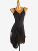 Latein-Tanz-Kostüm schwarzes Lycra-Spandex-Kleid für Damen elegantes lateinamerikanisches Tänzer-Tanzkostüm
