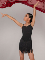 Latein-Tanz-Kostüm schwarzes Mädchenkleid sexy Polyesterkleid Tanzbekleidung