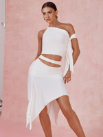 Latein-Tanz-Kostüm weißes Damenkleid sexy Polyesterrock Tanzkostüm