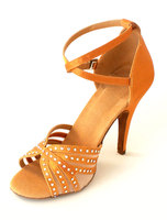 Latein Tanzen Schuhe 2021 Satin Gucken Zehe Strasssteine Kreuz Ballsaal Schuhe