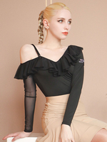 Latein-Tanzkleider schwarzer Polyester-Overall für Damen sexy lateinamerikanische Tanzkleidung