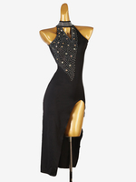 Latein-Tanzkleider schwarzes Damen-Lycra-Spandex-Kleid Tanzkleidung