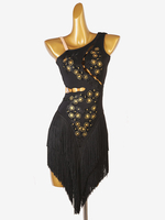 Latein-Tanzkleider schwarzes Damen-Lycra-Spandex-Kleid Tanzkostüm