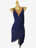 Latein-Tanzkleider Dunkelmarineblaues Lycra-Spandex-Kleid für Damen Sexy Latein-Tänzerin Tanzbekleidung