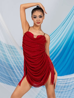 Latein-Tanzkleider Grünes Damenkleid Sexy Polyesterkleid Tanzkostüm