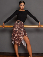 Latein-Tanzkleider Kaffeebraun rückenfreies Damen-Set sexy Polyester-Oberteil Rock Tanzkostüm