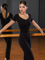 Latein-Tanzkleider schwarze Damen-Rüschen rückenfrei elegantes Polyester-Top Tanzkleidung