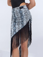 Latein-Tanzkleider Schwarzer Polyesterrock für Herren mit unregelmäßigen eleganten Fransen