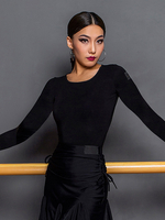 Latein-Tanzkleider schwarzes Damen-Tanzkostüm elegantes Polyester-Oberteil