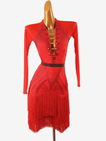 Latein-Tanzkleider Ture Red Damen Elegantes Lycra-Spandex-Kleid Tanzkleidung