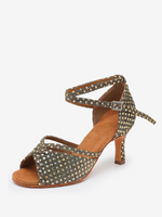 Latein-Tanzschuhe aus Polyester kaffeebraun runde Zehenpartie Tanzschuhe