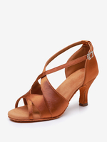 Latein-Tanzschuhe aus Polyester kaffeebraun runde Zehenpartie Tanzschuhe