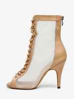 Latein Tanzschuhe Mesh Deep Apricot Peep Toe Tanzschuhe
