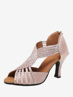 Latein-Tanzschuhe rosa runde Zehenpartie Strasssteine Ballsaal-Tanzschuhe