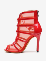 Latein Tanzschuhe Rot Peep Toe Strass Ballsaal Tanzschuhe