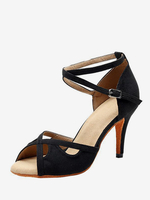 Latein-Tanzschuhe schwarze Ballsaal-Tanzschuhe mit runder Spitze