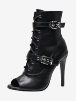 Latein-Tanzschuhe schwarze Peep-Toe-Schnalle Gesellschaftstanzschuhe