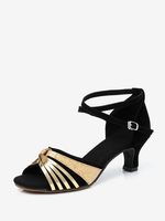 Latein-Tanzschuhe Silber Peep Toe Metalldetails Gesellschaftstanzschuhe