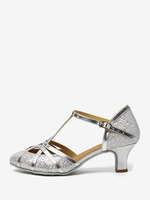 Latein-Tanzschuhe silberne runde Zehenschnalle Ballsaal-Tanzschuhe