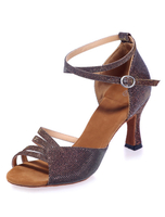 Lateinamerikanische Tänze braun Sandalen Ausschnitt Glitter Heels für Frauen