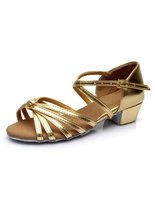 Lateinamerikanische Tänze Gold Sandalen ausgeschnitten Riemen PU-Heels